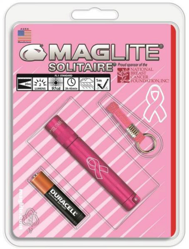 Maglite K3AMW6 Solitaire Single Cell Incandescent Flashlight, Hot Pink