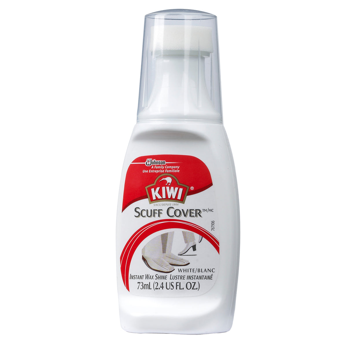 Kiwi® 11635 Scuff Cover Liquid Shoe Polish, White, 2.5 Oz
