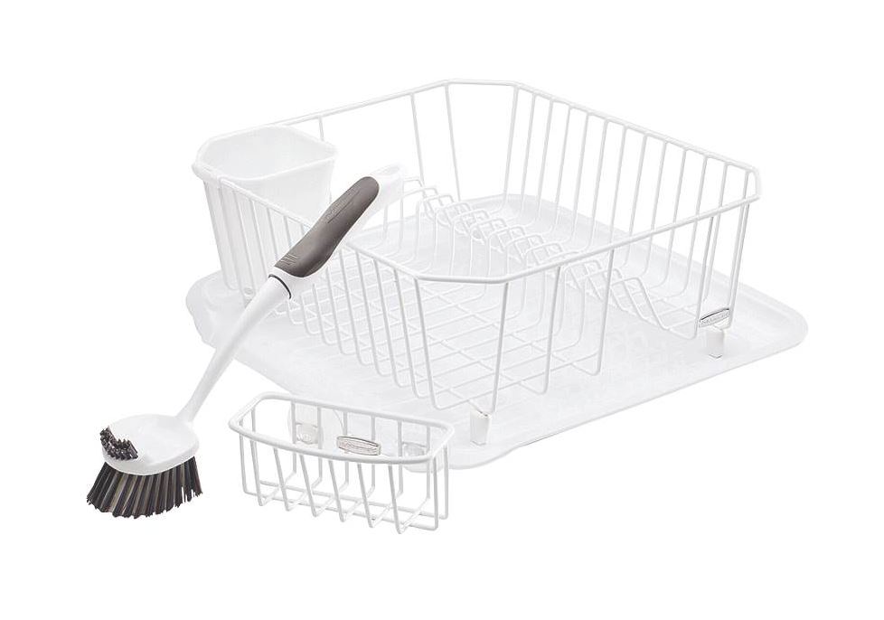 Rubbermaid® 1F91-MA-WHT Microban® Antimicrobial 4-Piece Sinkware Set, White