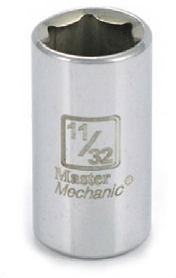 Master Mechanic 108522 6-Point Shallow Socket, 1/4" Drive, 11/32", Steel