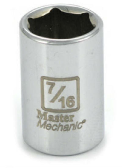 Master Mechanic 108555 6-Point Shallow Socket, 1/4" Drive, 7/16", Steel