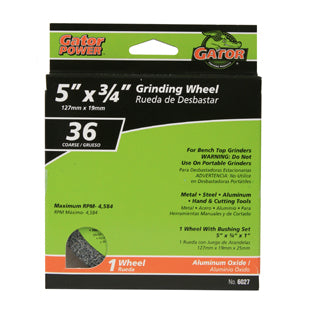 Gator 6027 Benchtop Grinding Wheel, 5" x 3/4" x 1"