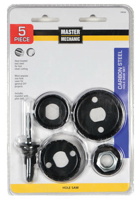 Master Mechanic 109264 Carbon Steel Hole Saw Set, 5-Piece