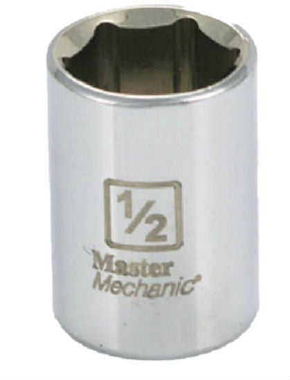 Master Mechanic 111260 6-Point Shallow Socket, 1/4" Drive, 1/2", Steel