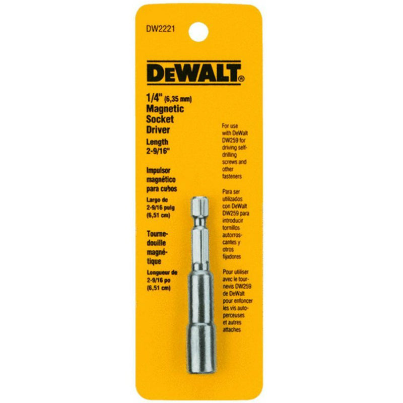 DeWalt® DW2221 Magnetic Hex Socket Driver, 1/4" x 2-9/16"