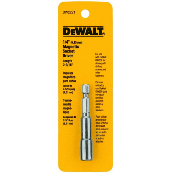 DeWalt® DW2221 Magnetic Hex Socket Driver, 1/4" x 2-9/16"