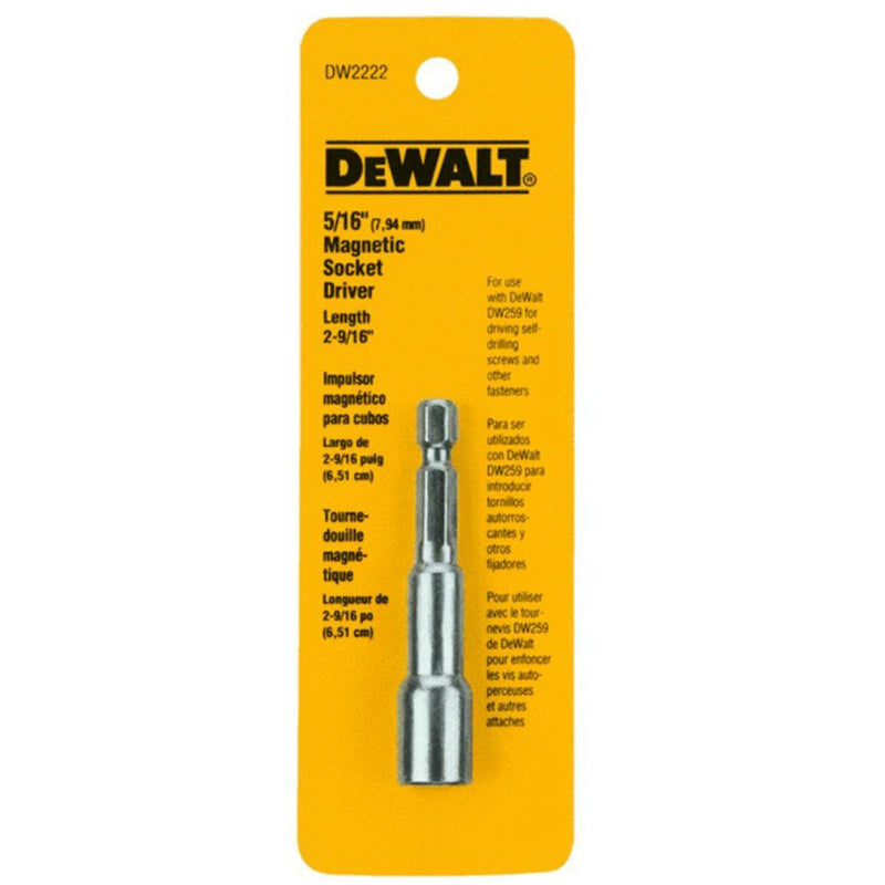 DeWalt® DW2222 Magnetic Hex Socket Driver, 5/16" x 2-9/16"
