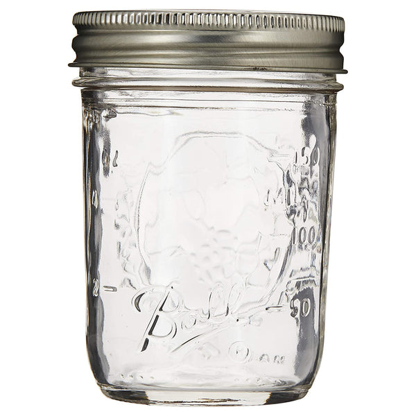 Ball 60000 Regular Mouth Mason Jars, Half Pint (8 Oz), Box Of 12