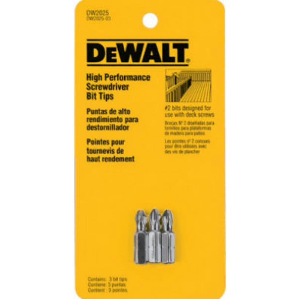 DeWalt® DW2025 Industrial Deck Bit Tip, #2, 3-Pack