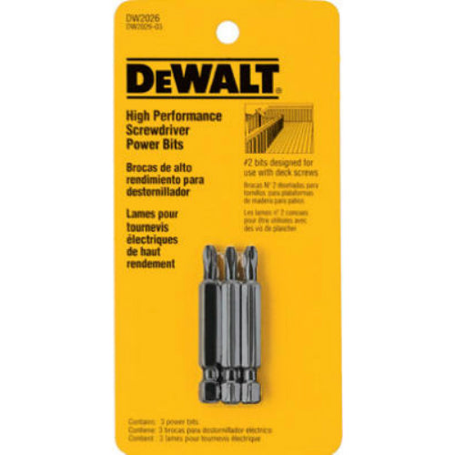 DeWalt® DW2026 Industrial Deck Power Bit, #2, 3-Pack