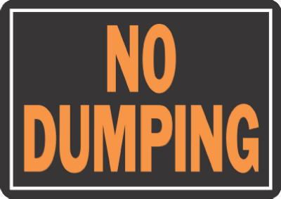 Hy-Ko 3027 No Dumping Plastic Sign, 9" x 12", Hy-Glo Orange & Black