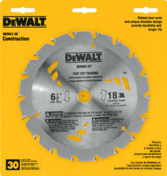 DeWalt® DW3161 Carbide Tipped Circular Saw Blade, 6-1/2", 18 Teeth