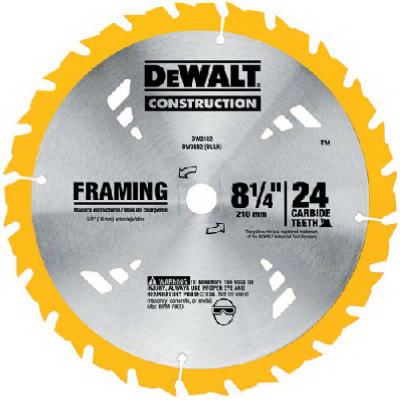 DeWalt® DW3184 Construction Series Circular Saw Blade, 40 Teeth, 8-1/4"