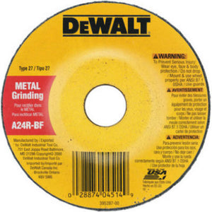 DeWalt® DW4419 High Performance Metal Grinding Wheel, 4" Dia x 5/8" Arbor