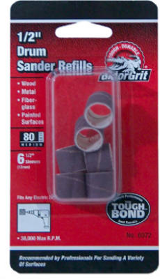 Gator 6072 Medium Sanding Drum, 80 Grit, 1/2" x 1/2"