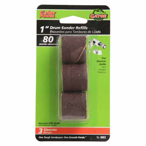 Gator 6083 Sanding Drum Kit, 50 Grit, 1" x 1"