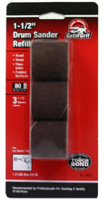Gator 6087 Aluminum Oxide Drum Sander Refills, 80-Grit, 1-1/2", 3-Count