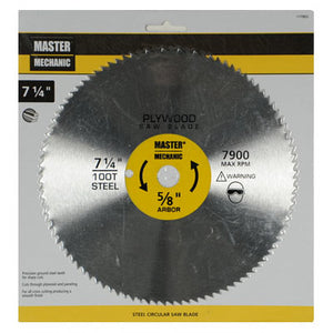Master Mechanic 117853 Plywood Circular Saw Blade, 7-1/4", 100 Teeth