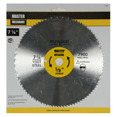 Master Mechanic 117853 Plywood Circular Saw Blade, 7-1/4", 100 Teeth