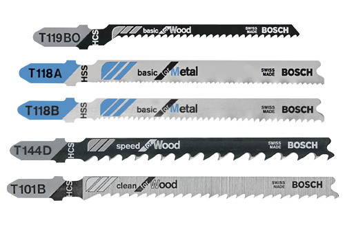 Bosch T500 T-Shank Jig Saw Blade Set for Wood and Metal, 5-Piece