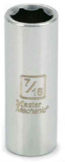 Master Mechanic 119149 6-Point Deep Well Socket, 3/8" Drive, 7/16", Steel
