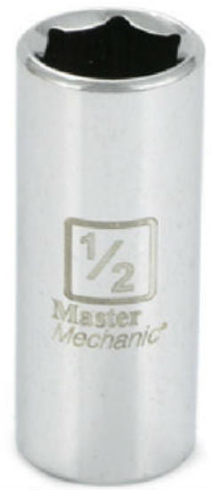 Master Mechanic 119172 6-Point Deep Well Socket, 3/8" Drive, 1/2", Steel