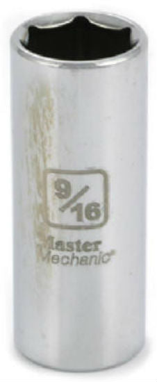 Master Mechanic 119388 6-Point Deep Well Socket, 3/8" Drive, 9/16", Steel
