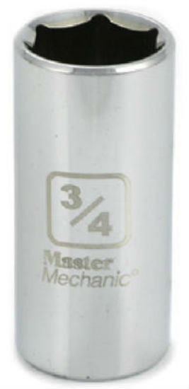 Master Mechanic 119719 6-Point Deep Well Socket, 3/8" Drive, 3/4", Steel