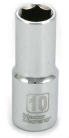 Master Mechanic 119735 6-Point Deep Well Socket, 3/8" Drive, 10 mm, Steel