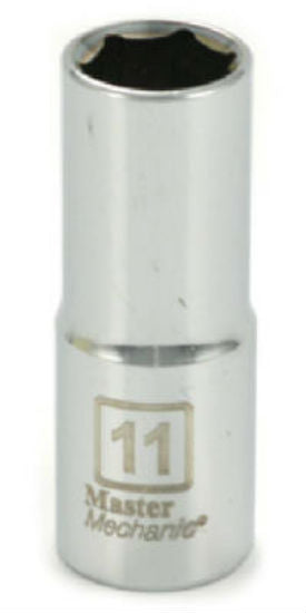 Master Mechanic 119750 6-Point Deep Well Socket, 3/8" Drive, 11 mm, Steel