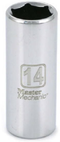 Master Mechanic 119834 6-Point Deep Well Socket, 3/8" Drive, 14 mm, Steel