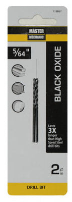 Master Mechanic 119867 Black Oxide Jobber Length Drill Bit, 5/64" x 2", 2-Pack
