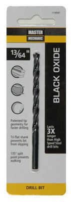 Master Mechanic 119941 Black Oxide Jobber Length Drill Bit, 13/64" x 3-5/8"