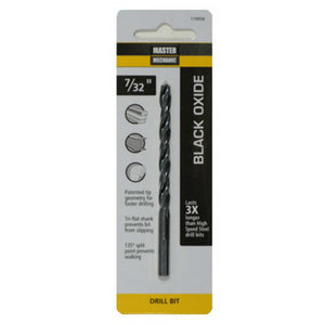 Master Mechanic 119958 Black Oxide Jobber Length Drill Bit, 7/32" x 3-3/4"