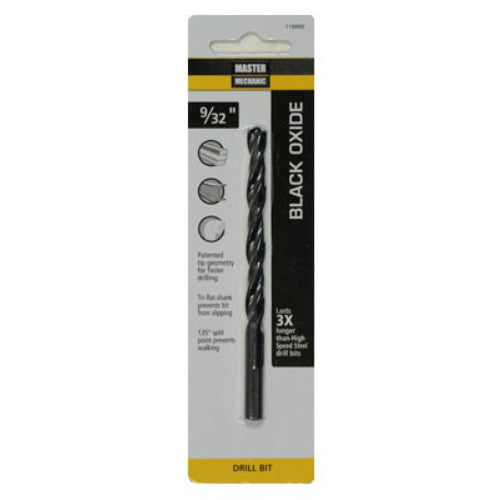 Master Mechanic 119990 Black Oxide Jobber Length Drill Bit, 9/32" x 4-1/4"