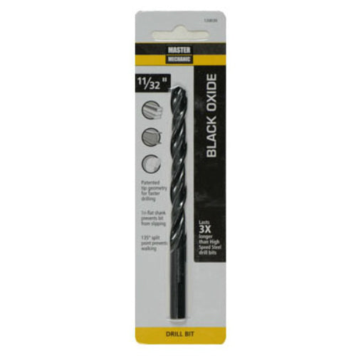 Master Mechanic 120030 Black Oxide Jobber Length Drill Bit, 11/32" x 4-3/4"