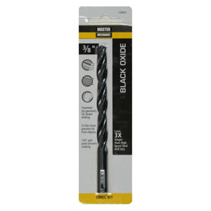Master Mechanic 120055 Black Oxide Jobber Length Drill Bit, 3/8" x 5"