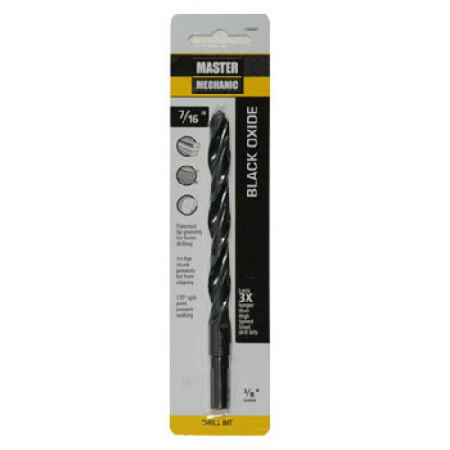 Master Mechanic 120097 Black Oxide Jobber Length Drill Bit, 7/16" x 5-1/2"