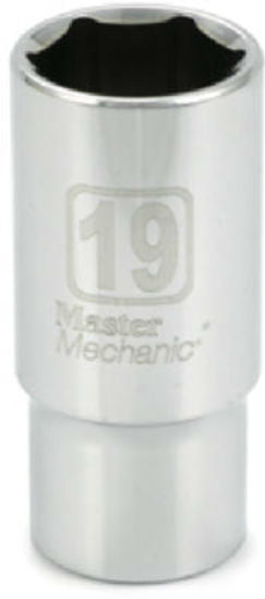 Master Mechanic 120121 6-Point Deep Well Socket, 3/8" Drive, 19 mm, Steel