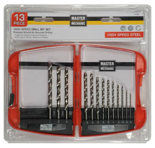 Master Mechanic 120485 High Speed Steel Drill Bit Set, 13-Piece