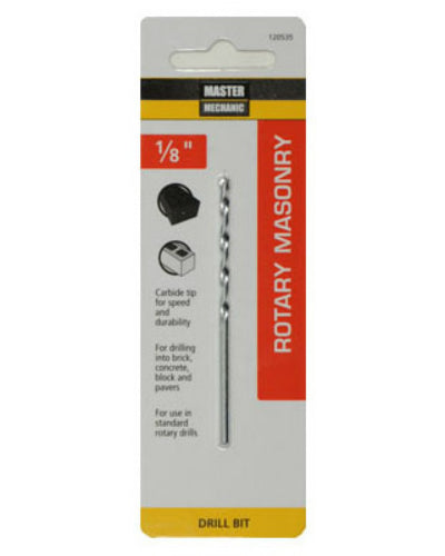 Master Mechanic 120535 Steel Shank Masonry Drill Bit, 1/8" x 3"