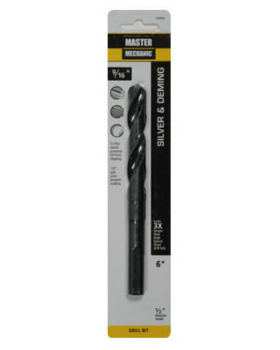 Master Mechanic 120592 Silver & Deming Black Oxide/Titanium Drill Bit, 9/16"x6"