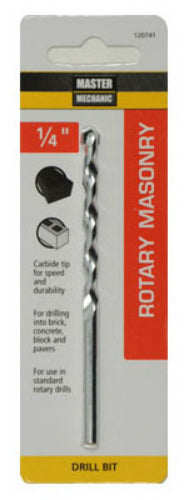 Master Mechanic 120741 Masonry Drill Bit, Steel Shank, 1/4" x 4"