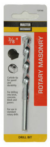 Master Mechanic 120766 Masonry Drill Bit, 1/4" Shank, 3/8" x 4"
