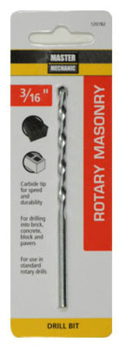 Master Mechanic 120782 Rotary Masonry Drill Bit, 3/16" x 4"