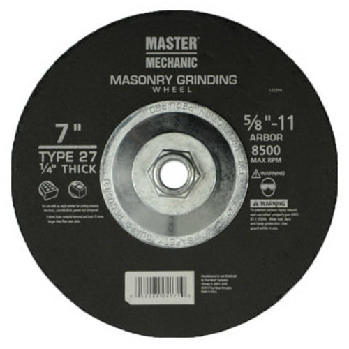 Master Mechanic 122294 Hubbed Masonry Grinding Wheel, 5/8"-11 Arbor, 7"