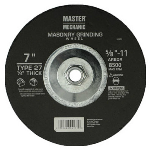 Master Mechanic 122294 Hubbed Masonry Grinding Wheel, 5/8"-11 Arbor, 7"