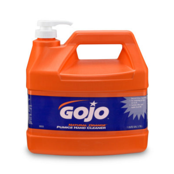 Gojo 0955-02 Natural Orange Pumice Hand Cleaner w/ Pump Dispenser, 1-Gal