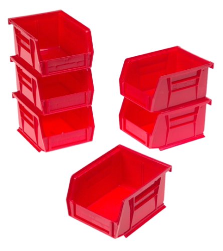 Akro Mils® 08212R Plastic Storage Multi-Bin, Red, 6-Pack