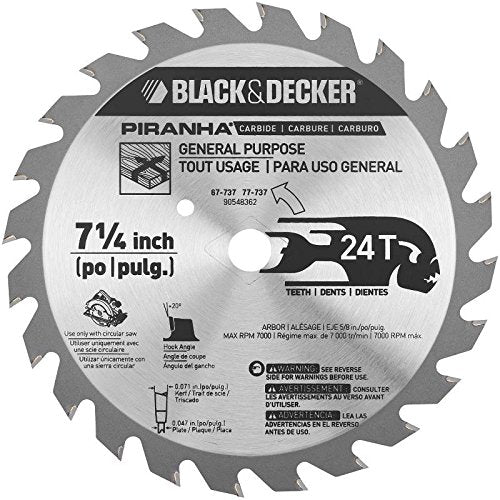 Black & Decker® 67-737 Piranha Circular Saw Blade, 24 Teeth, 7-1/4"